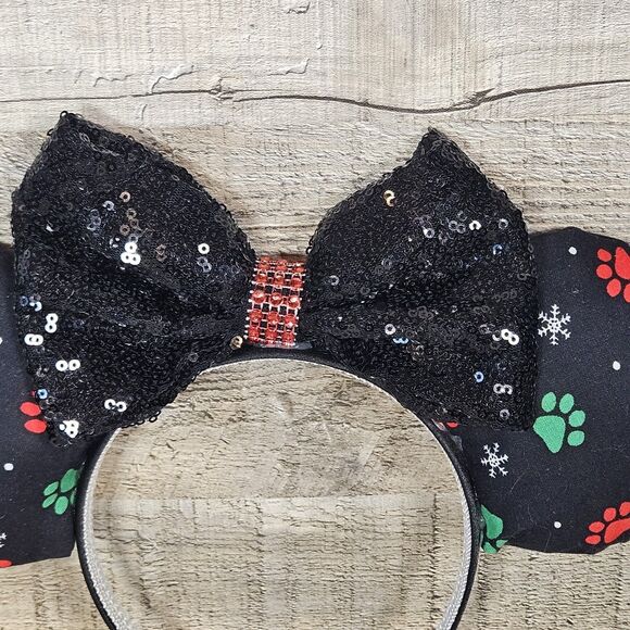 Disney Ears Christmas Minnie Mouse Paw Print Ears Handmade - Picture 4 of 5